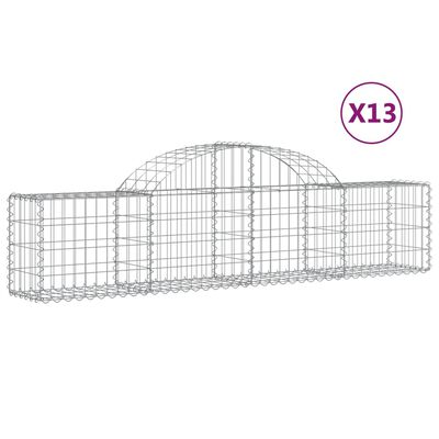 vidaXL Gabionkurver buede 13 stk 200x30x40/60 cm galvanisert jern