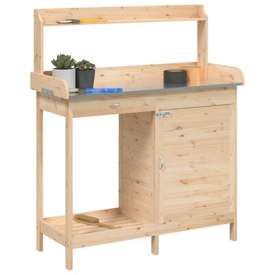 vidaXL Pottebord med skap 110,5x45x124,5 cm heltre gran