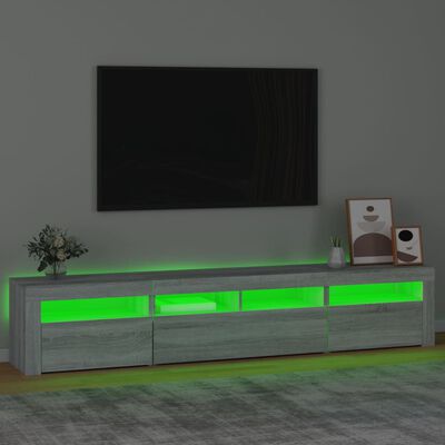 vidaXL TV-benk med LED-lys grå sonoma 210x35x40 cm