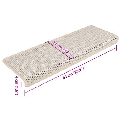 vidaXL Selvklebende trappematter sisal-utseende 15stk 65x21x4 kremhvit