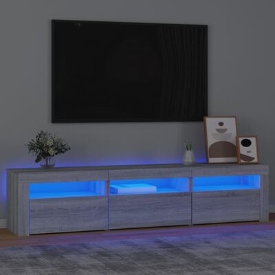 vidaXL TV-benk med LED-lys grå sonoma 180x35x40 cm