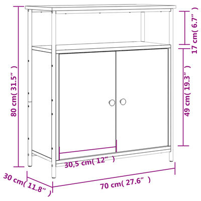 vidaXL Skjenk røkt eik 70x30x80 cm konstruert tre