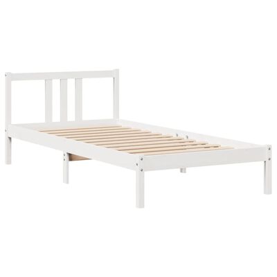 vidaXL Sengeramme med hodegavl hvit 90x200 cm heltre furu