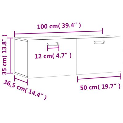 vidaXL Veggskap svart 100x36,5x35 cm konstruert tre