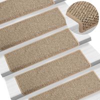 vidaXL Selvklebende trappematter sisal 15 stk 65x21x4 cm mørk beige