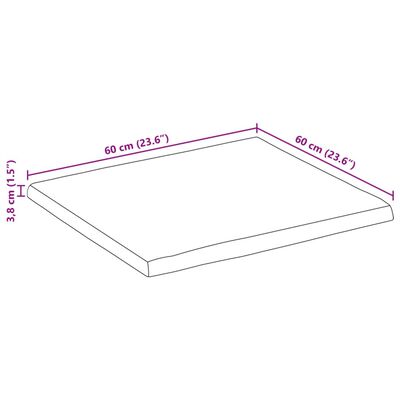 vidaXL Bordplate 60x60x3,8 cm naturlig kant heltre mango