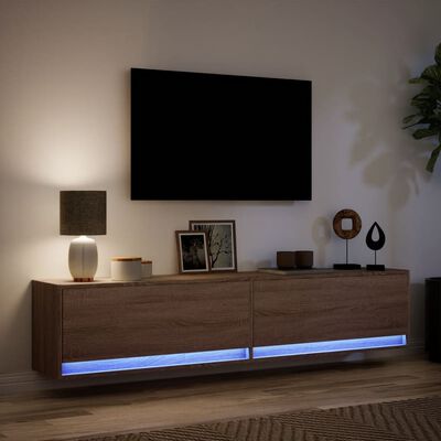 vidaXL TV Veggskap med LED brun eik 180x31x38 cm