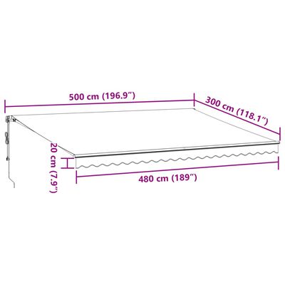 vidaXL Automatisk uttrekkbar markise med LED brun 500x300 cm