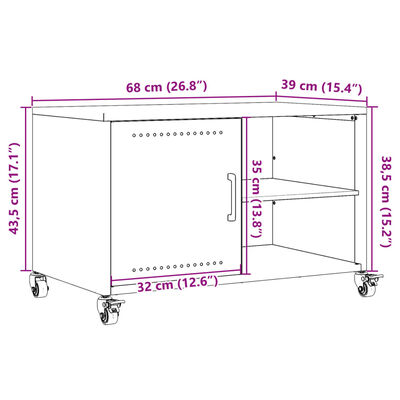 vidaXL TV-benk antrasitt 68x39x43,5 cm stål