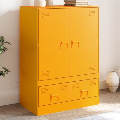 vidaXL Highboard sennepsgul 67x39x95 cm stål