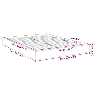 vidaXL Sengeramme betonggrå 140x190 cm konstruert tre