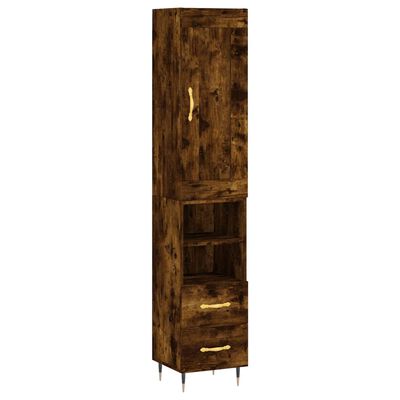 vidaXL Highboard røkt eik 34,5x34x180 cm konstruert tre