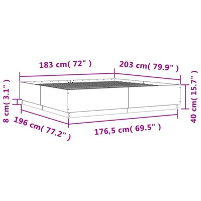 vidaXL Sengeramme sonoma eik 180x200 cm konstruert tre