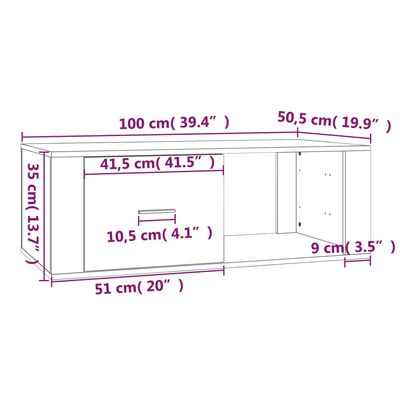 vidaXL Salongbord grå sonoma 100x50,5x35 cm konstruert tre