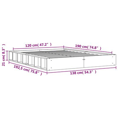 vidaXL Sengeramme uten madrass voksbrun 120x190 cm heltre furu