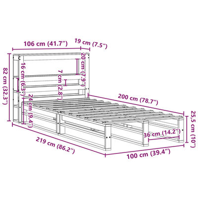 vidaXL Sengeramme uten madrass 100x200 cm heltre furu