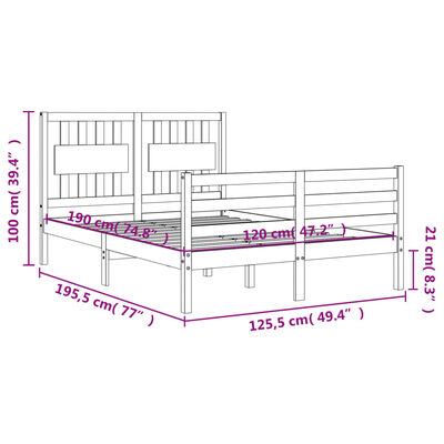 vidaXL Sengeramme med hodegavl small double heltre