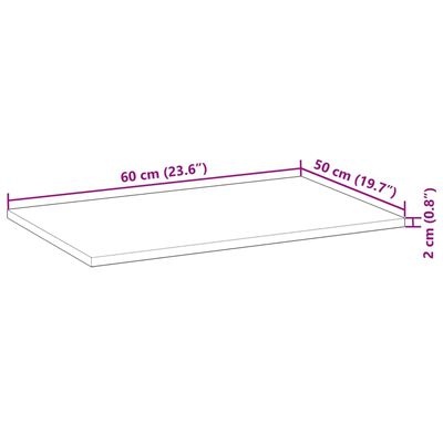 vidaXL Bordplate firkantet 60x50x2 cm heltre akasie