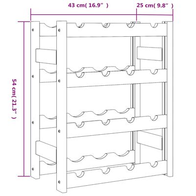 vidaXL Vinstativ for 16 flasker brun heltre furu