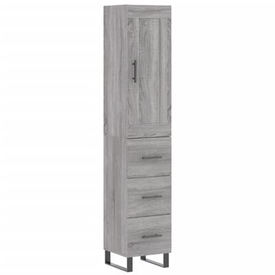 vidaXL Highboard grå sonoma 34,5x34x180 cm konstruert tre