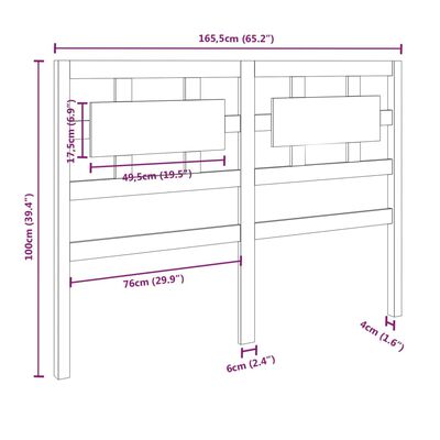 vidaXL Sengegavl hvit 165,5x4x100 cm heltre furu