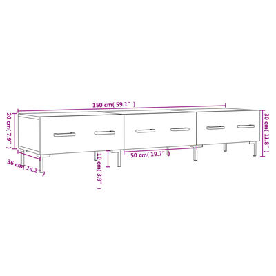 vidaXL TV-benk høyglans hvit 150x36x30 cm konstruert tre