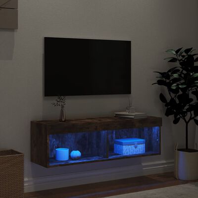 vidaXL TV-benker med LED-lys 2 stk røkt eik 100x30x30 cm