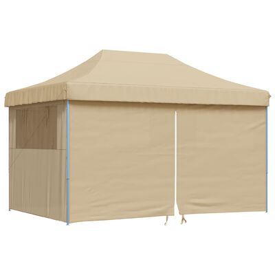 vidaXL Sammenleggbart partytelt pop-up med 4 sidevegger beige