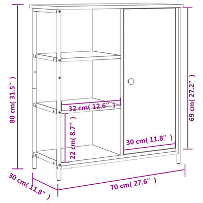 vidaXL Skjenk røkt eik 70x30x80 cm konstruert tre