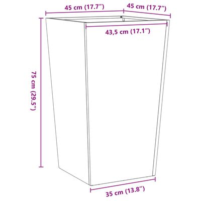 vidaXL Plantekasser 2 stk 45x45x75 cm galvanisert stål