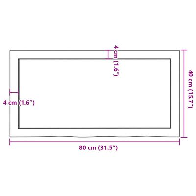 vidaXL Benkeplate til bad mørkebrun 80x40x(2-6) cm behandlet heltre