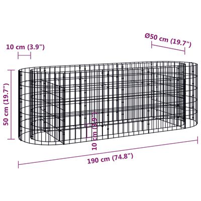 vidaXL Gabion høybed galvanisert jern 190x50x50 cm