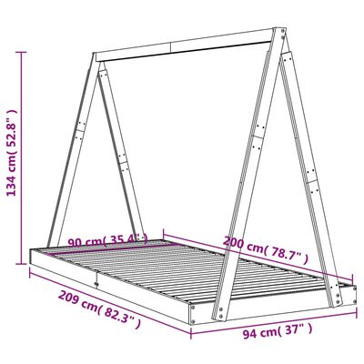 vidaXL Barnesengeramme hvit 90x200 cm heltre furu