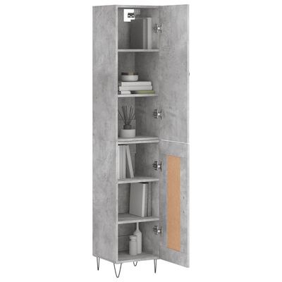 vidaXL Highboard betonggrå 34,5x34x180 cm konstruert tre