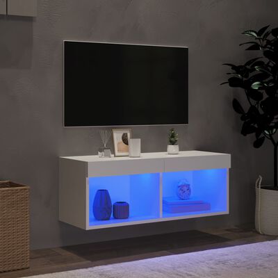 vidaXL TV-benk med LED-lys hvit 80x30x30 cm