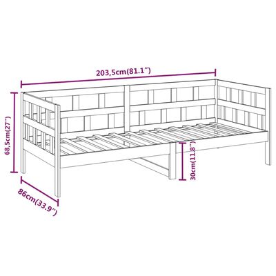 vidaXL Dagseng honningbrun heltre furu 80x200 cm