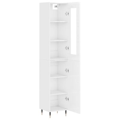 vidaXL Highboard høyglans hvit 34,5x34x180 cm konstruert tre