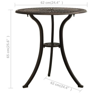 vidaXL Bistrosett 3 deler støpt aluminium bronse