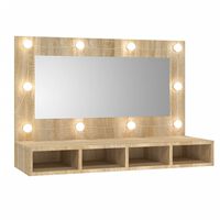 vidaXL Speilskap med LED sonoma eik 90x31,5x62 cm