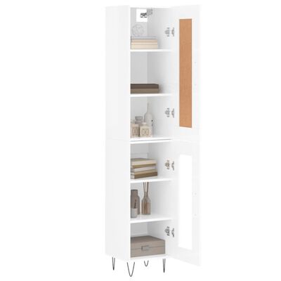 vidaXL Highboard høyglans hvit 34,5x34x180 cm konstruert tre