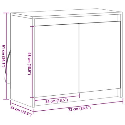 vidaXL Skjenk med LED sonoma eik 72x34x61 cm konstruert tre