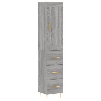 vidaXL Highboard grå sonoma 34,5x34x180 cm konstruert tre