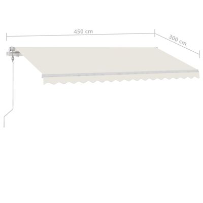 vidaXL Frittstående automatisk markise 450x300 cm kremhvit