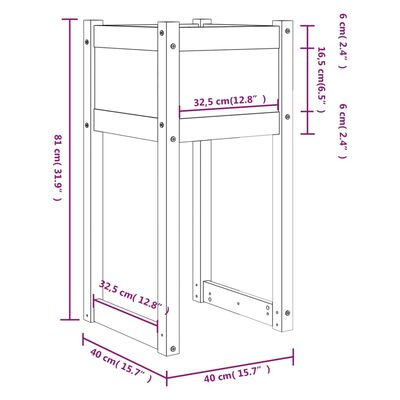 vidaXL Plantekasser 2 stk svart 40x40x81 cm heltre furu