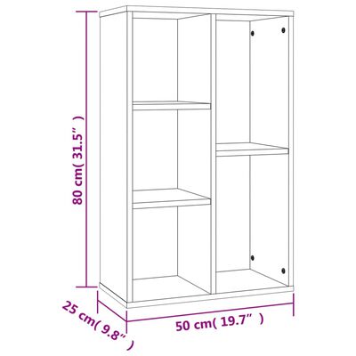 vidaXL Bokhylle/skjenk røkt eik 50x25x80 cm konstruert tre