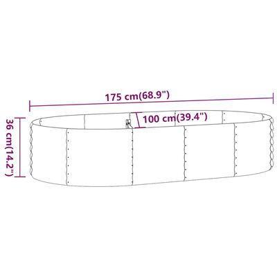 vidaXL Høybed pulverlakkert stål 175x100x36 cm grønn