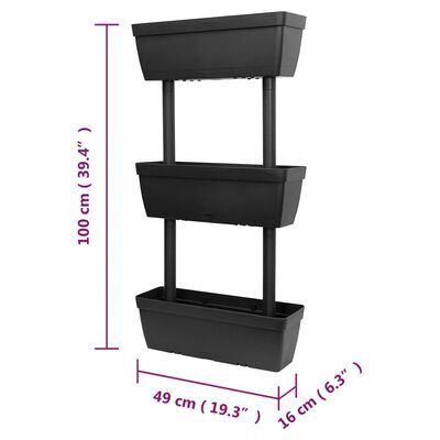 vidaXL Plantekasser 3 stk 100 cm antrasitt