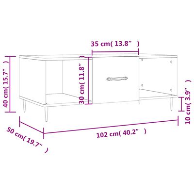 vidaXL Salongbord svart 102x50x40 cm konstruert tre