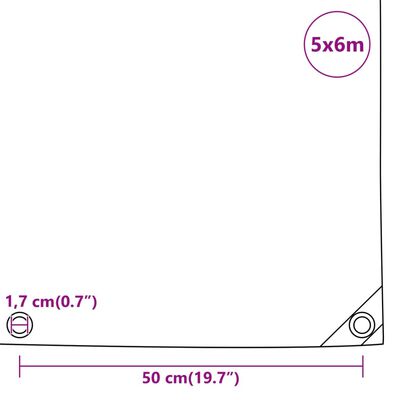 vidaXL Presenning grå 5x6 m 650 g/m²