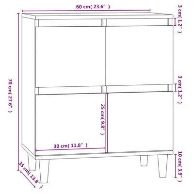 vidaXL Skjenk betonggrå 60x35x70 cm konstruert tre